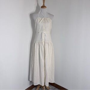 NWT J. Crew Anguilla Ivory Halter Eyelet Lace Button Front Dress Size 8